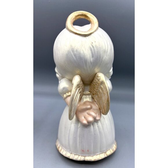 Vtg 1982 2 Pc Ceramic Kissing Angel Figurines Set Lamb Hand Painted Girl Boy - Picture 5 of 7